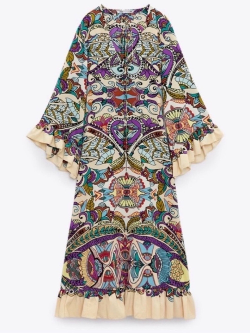 Zara Flowy multi color Midi with ruffles s M - Picture 6 of 9